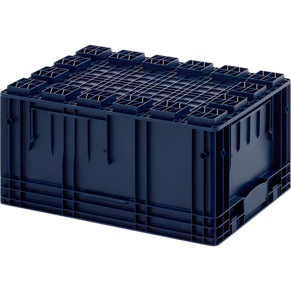 Lot De 4 Bacs R-KLT 6415 Bleu - Dimensions 60x40x14,7 Cm - Polypropylène - Pour Rangement Atelier/Entrepôt