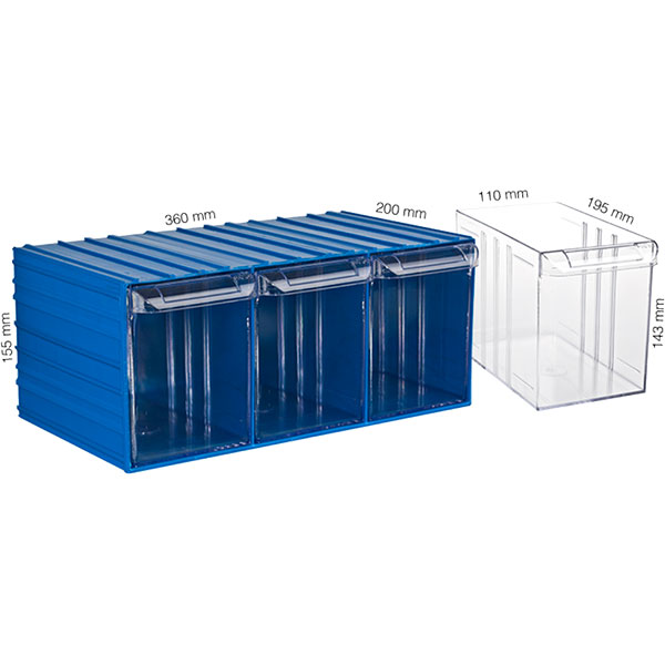 Plastic Drawer Box With 3 Drawers 360x200x155(h)mm