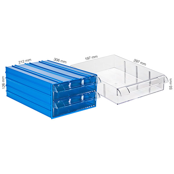Plastic Drawer Box With 2 Drawers 212x306x126(h)mm