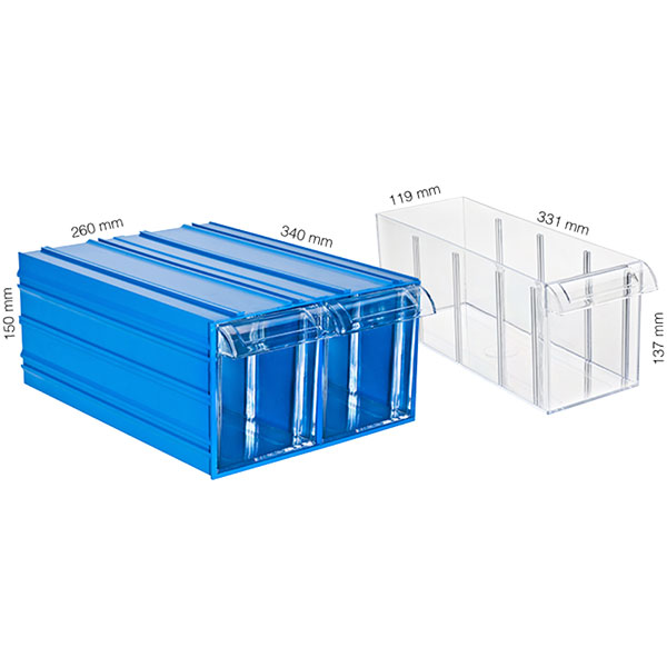 Plastic Drawer Box With 2 Drawers 260x340x150(h)mm